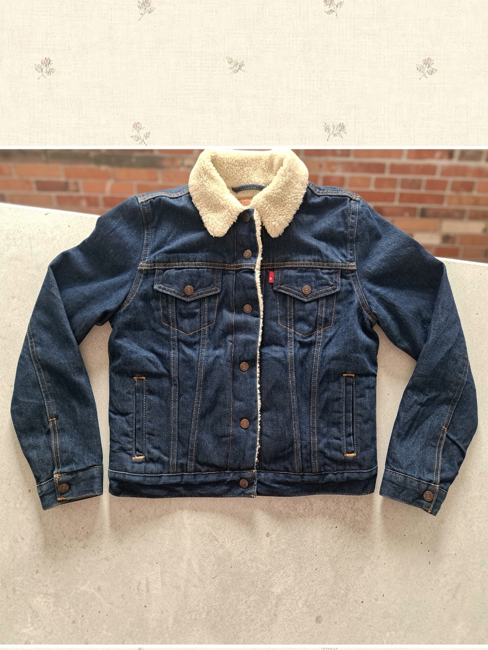 Levi's Like New Original Sherpa Denim Trucker Jacket In Blue